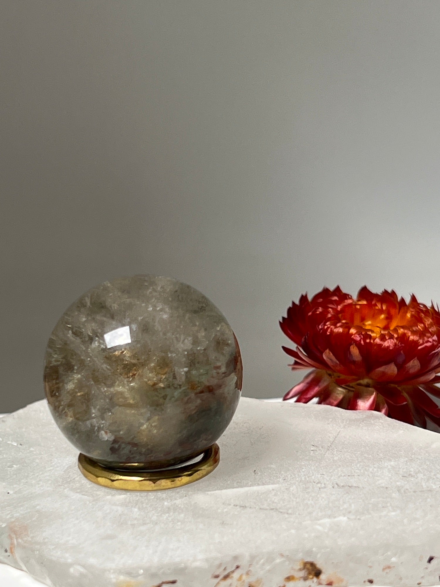 Unique Lodolite Quartz sphere Garden from Brazil