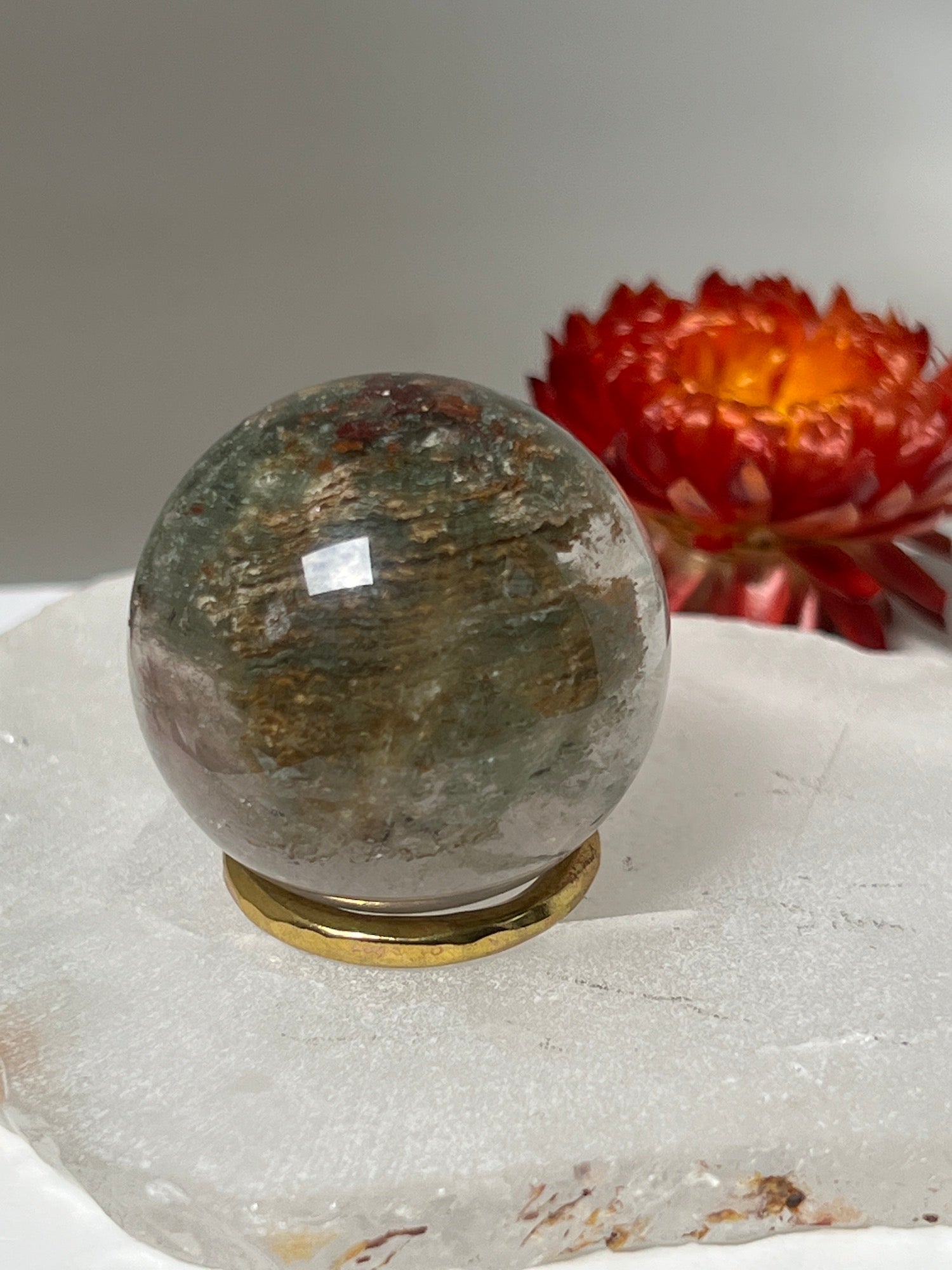 Unique Lodolite Quartz sphere Garden from Brazil