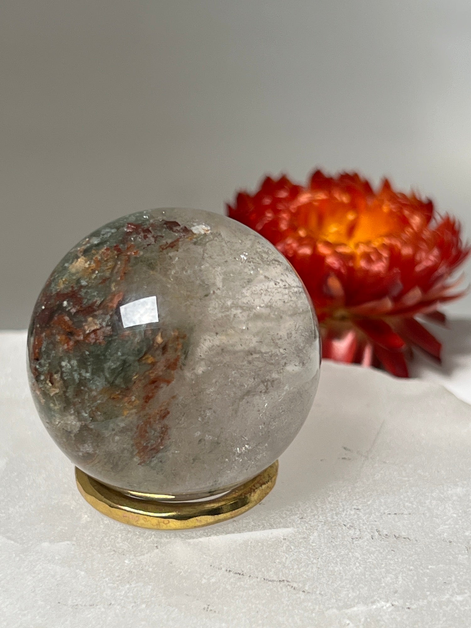 Unique Lodolite Quartz sphere Garden from Brazil