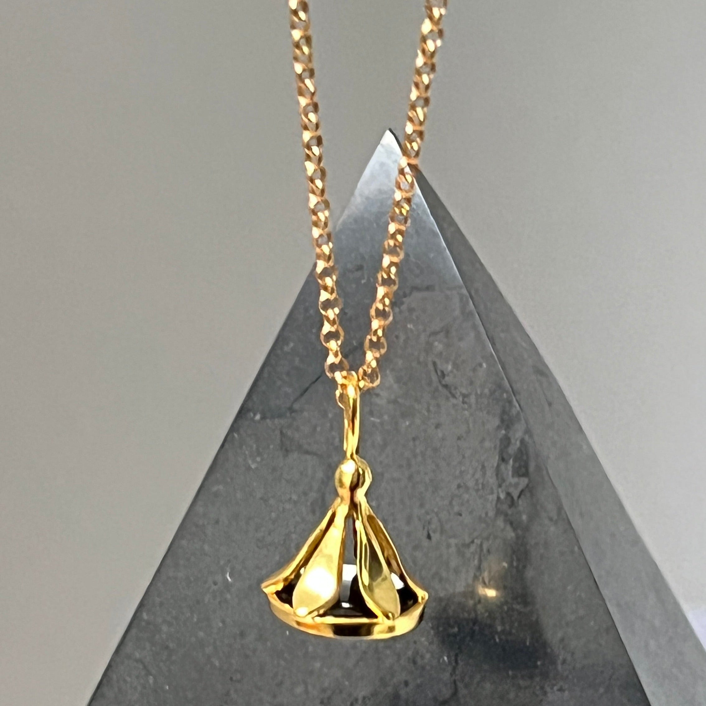 Art Deco Stamp With Black Onyx On Long Baby Belcher Chain