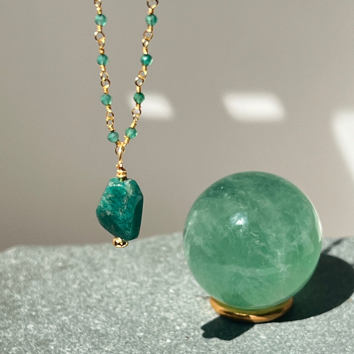 Russian Amazonite On Green Onyx Rosary