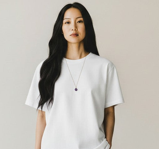 Freeform Medium Amethyst Pendant On Baby Belcher Chain