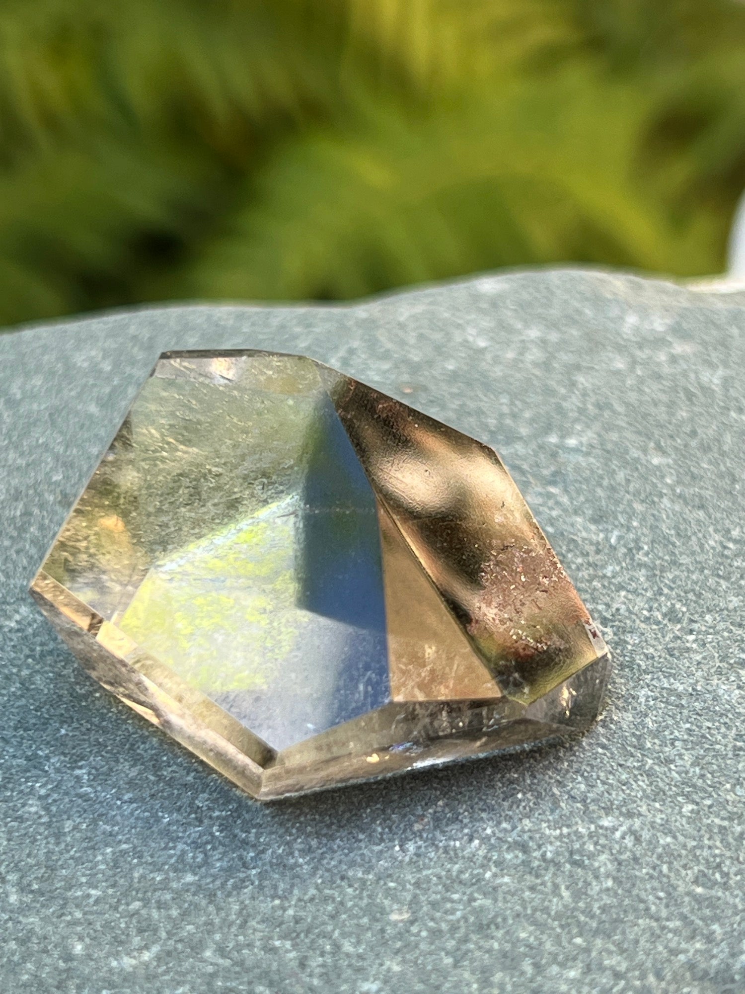 Short Specimen Black phantom Quartz point from Brazil unique