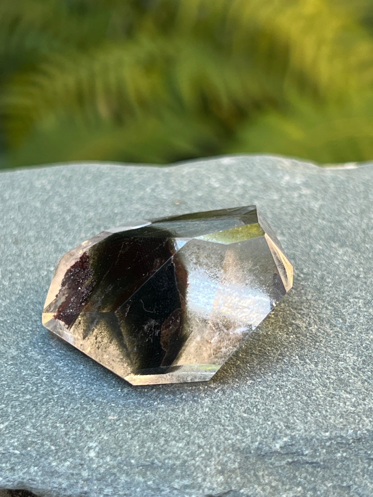 Short Specimen Black phantom Quartz point from Brazil unique