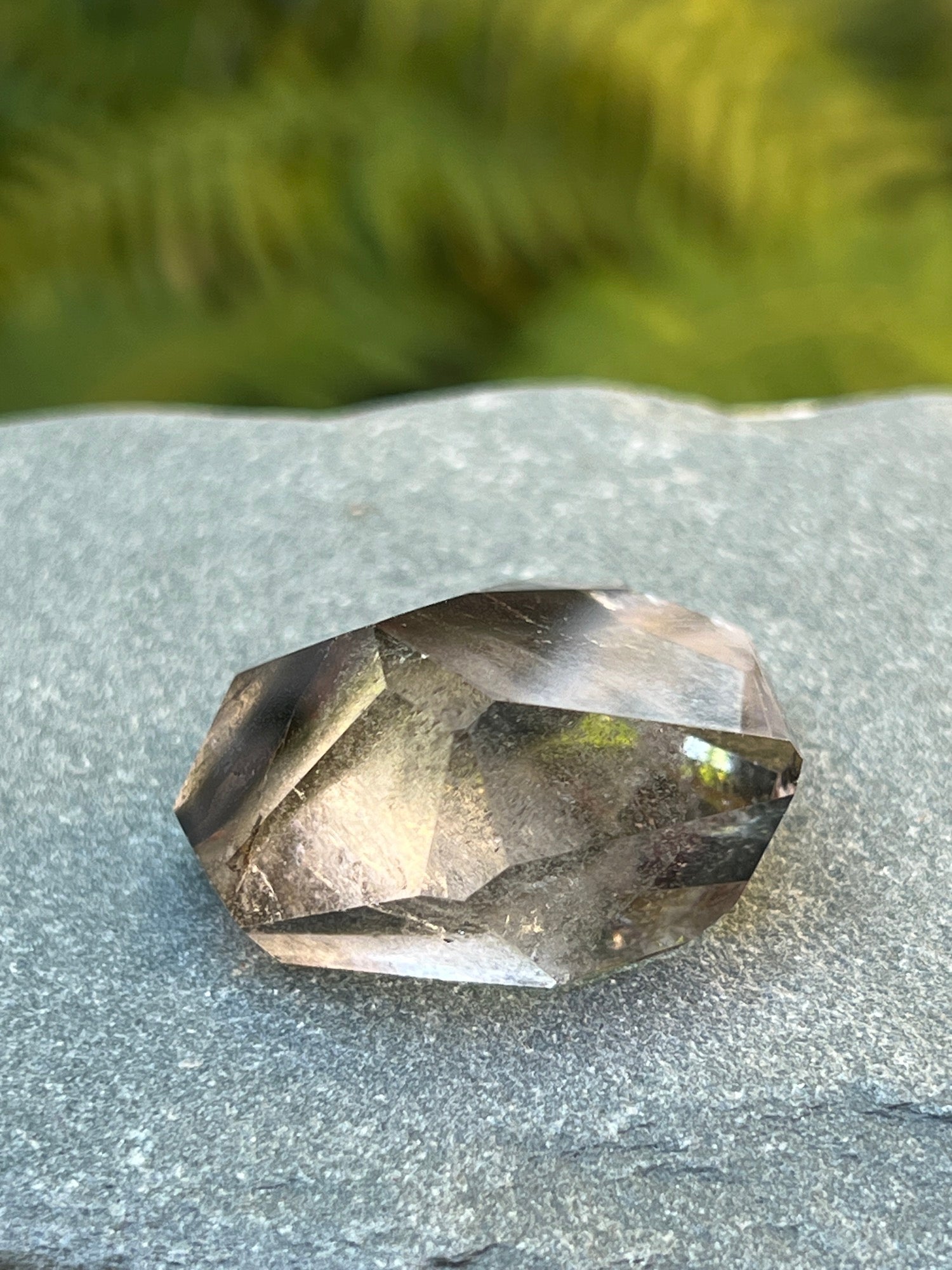 Short Specimen Black phantom Quartz point from Brazil unique