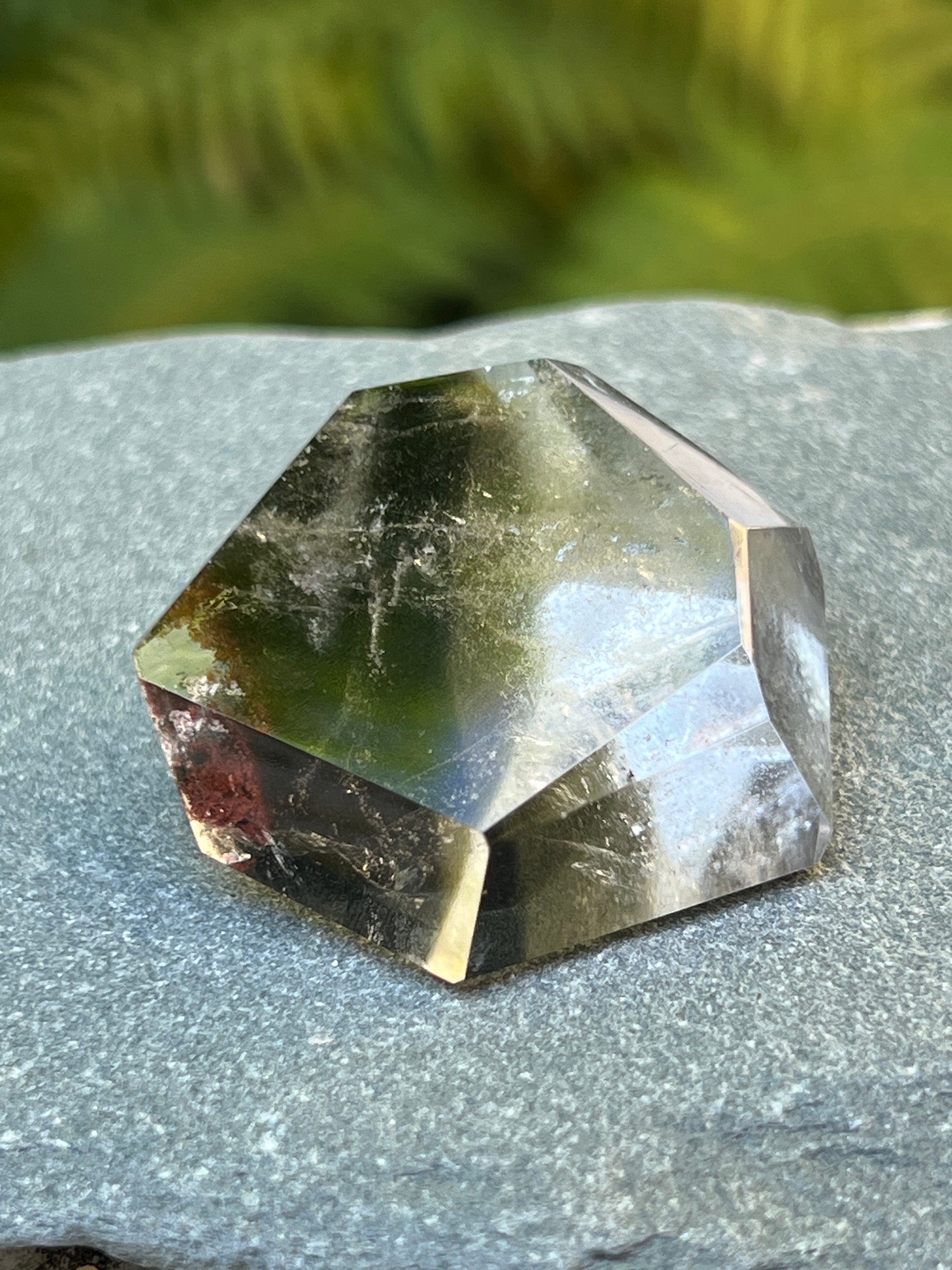 Short Specimen Black phantom Quartz point from Brazil unique