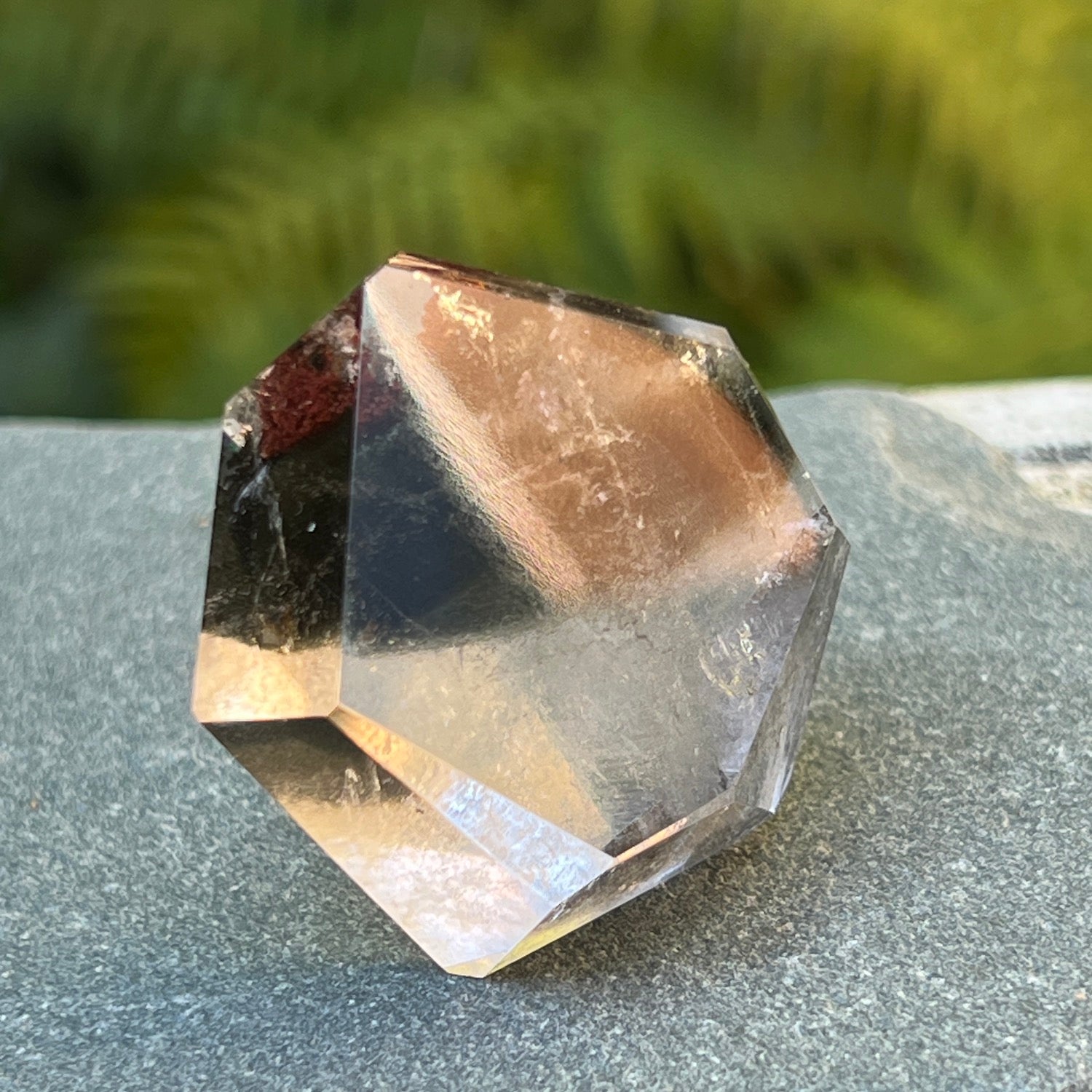 Short Specimen Black phantom Quartz point from Brazil unique