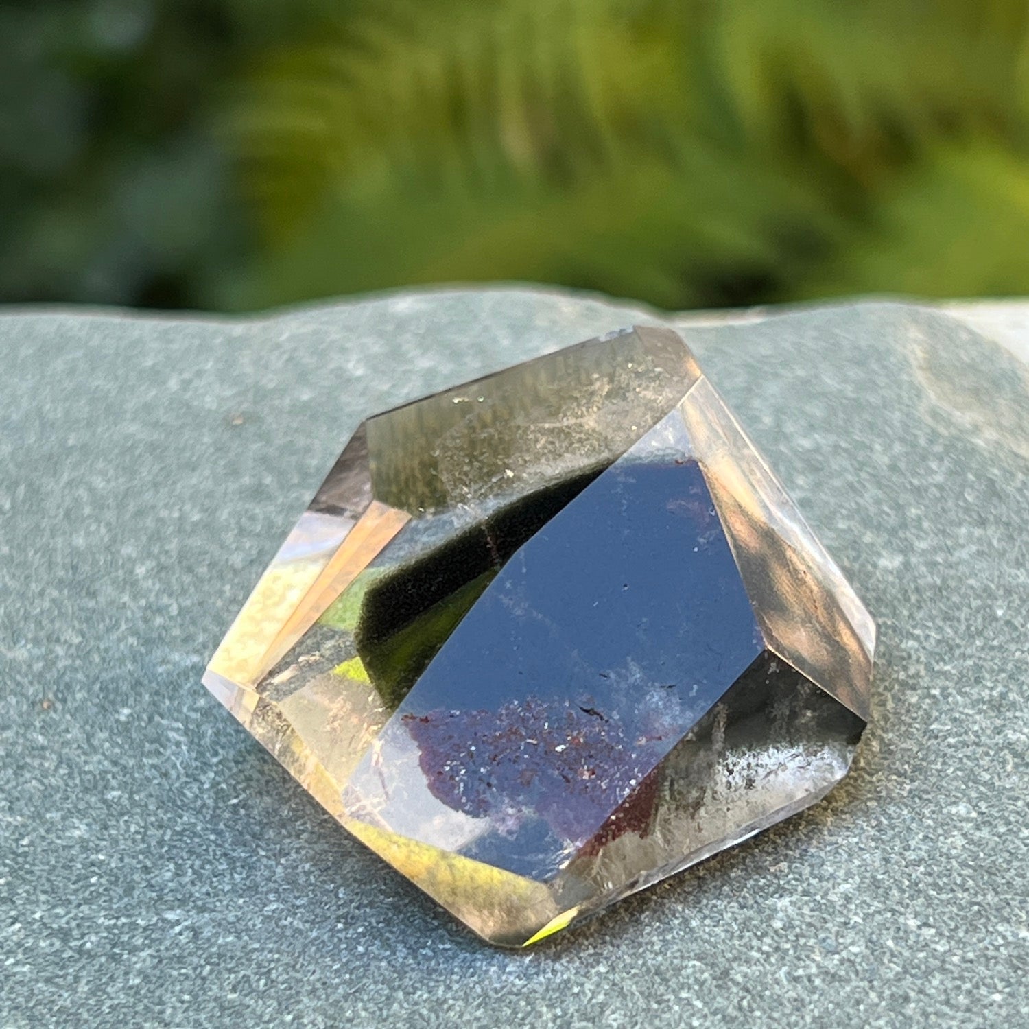 Short Specimen Black phantom Quartz point from Brazil unique