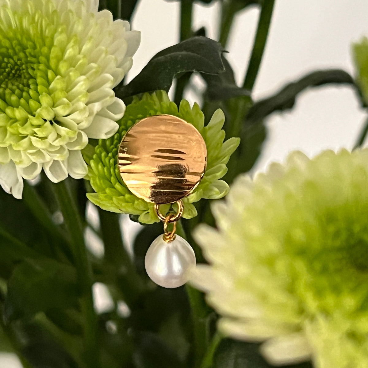 Textured Disc And Pearl Drop Earrings