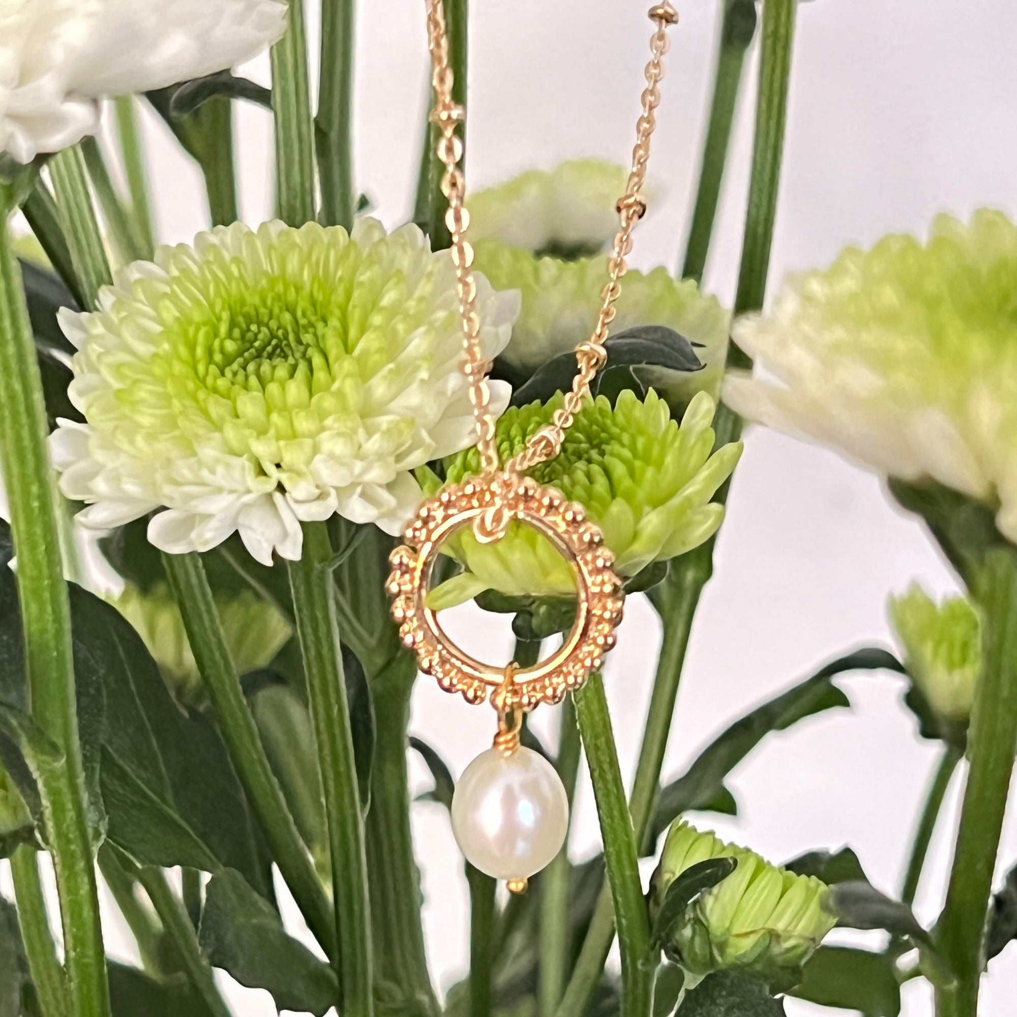 Beaded Hoop Penelope Pendant Necklace With Pearl