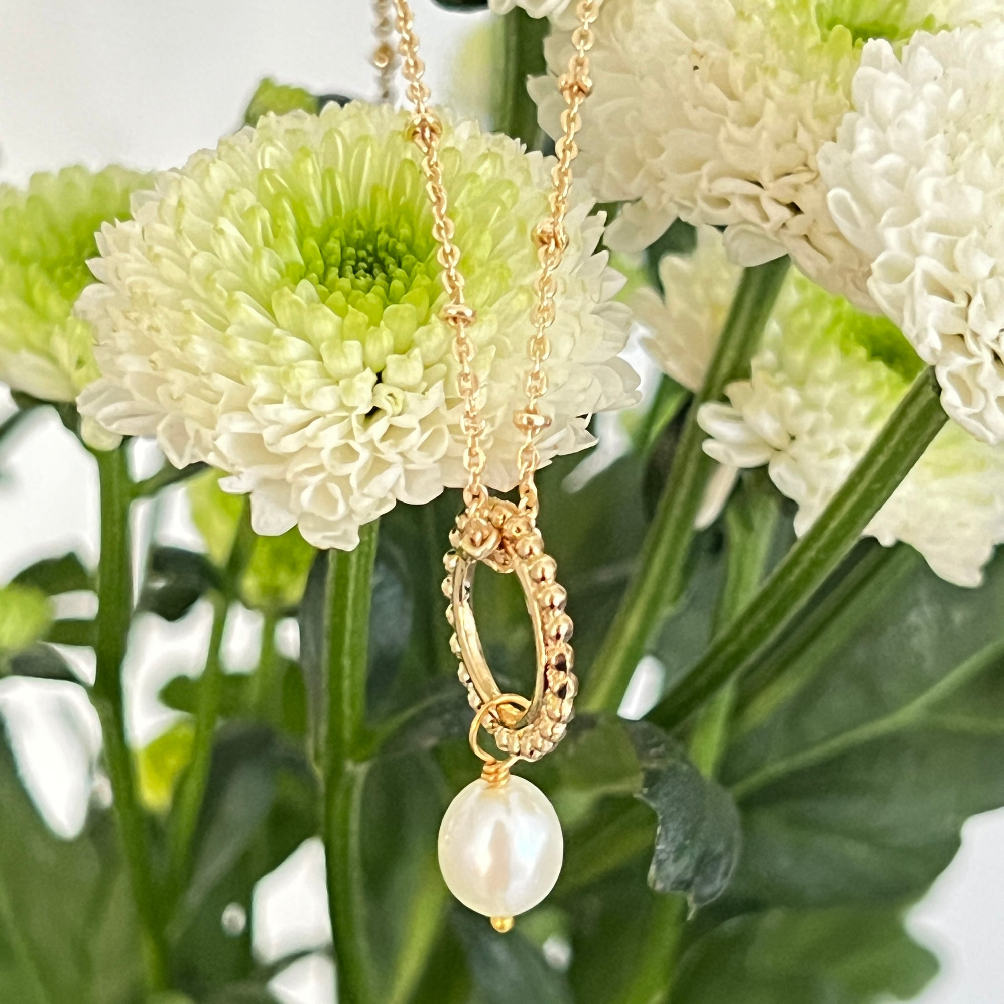 Beaded Hoop Penelope Pendant Necklace With Pearl