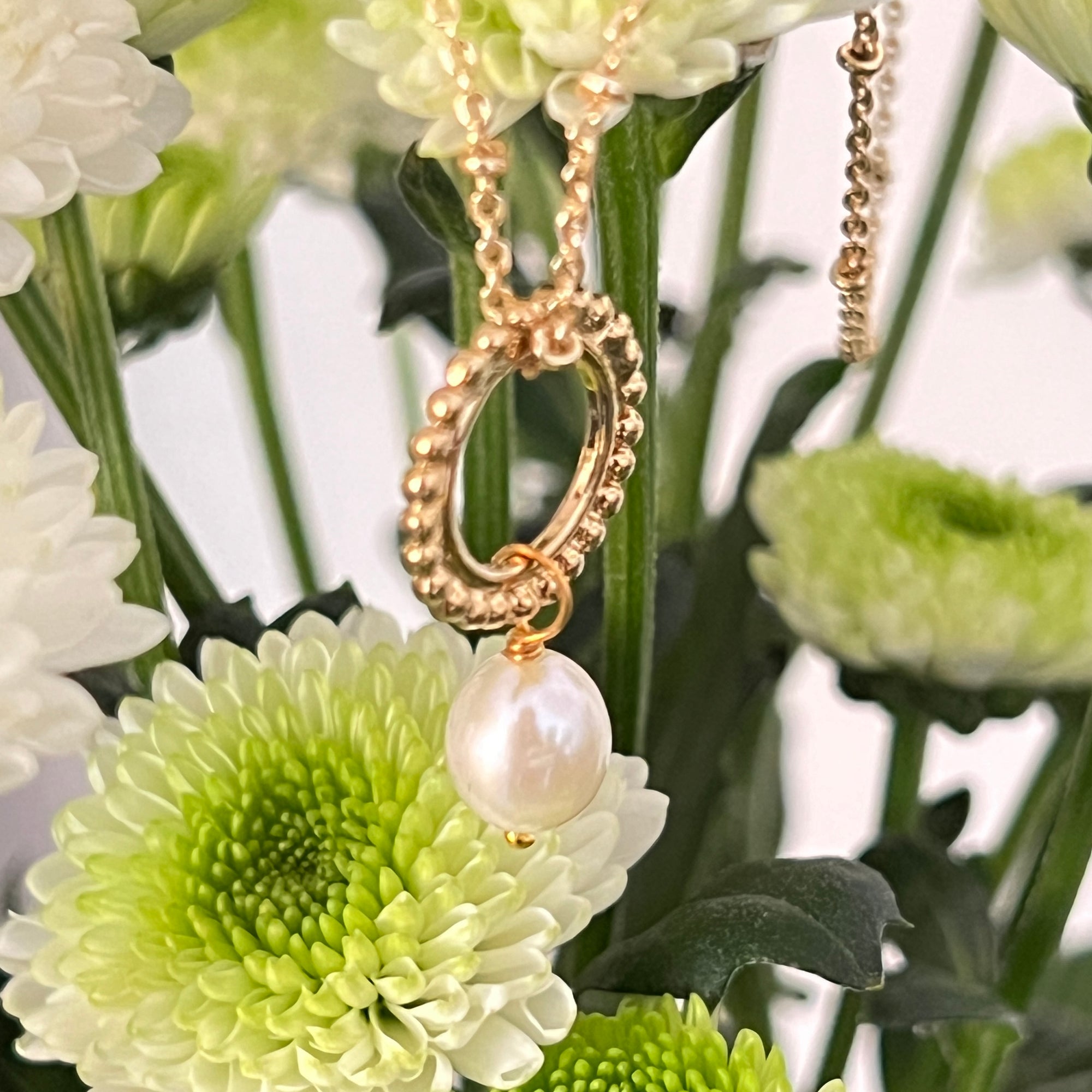 Beaded Hoop Penelope Pendant Necklace With Pearl