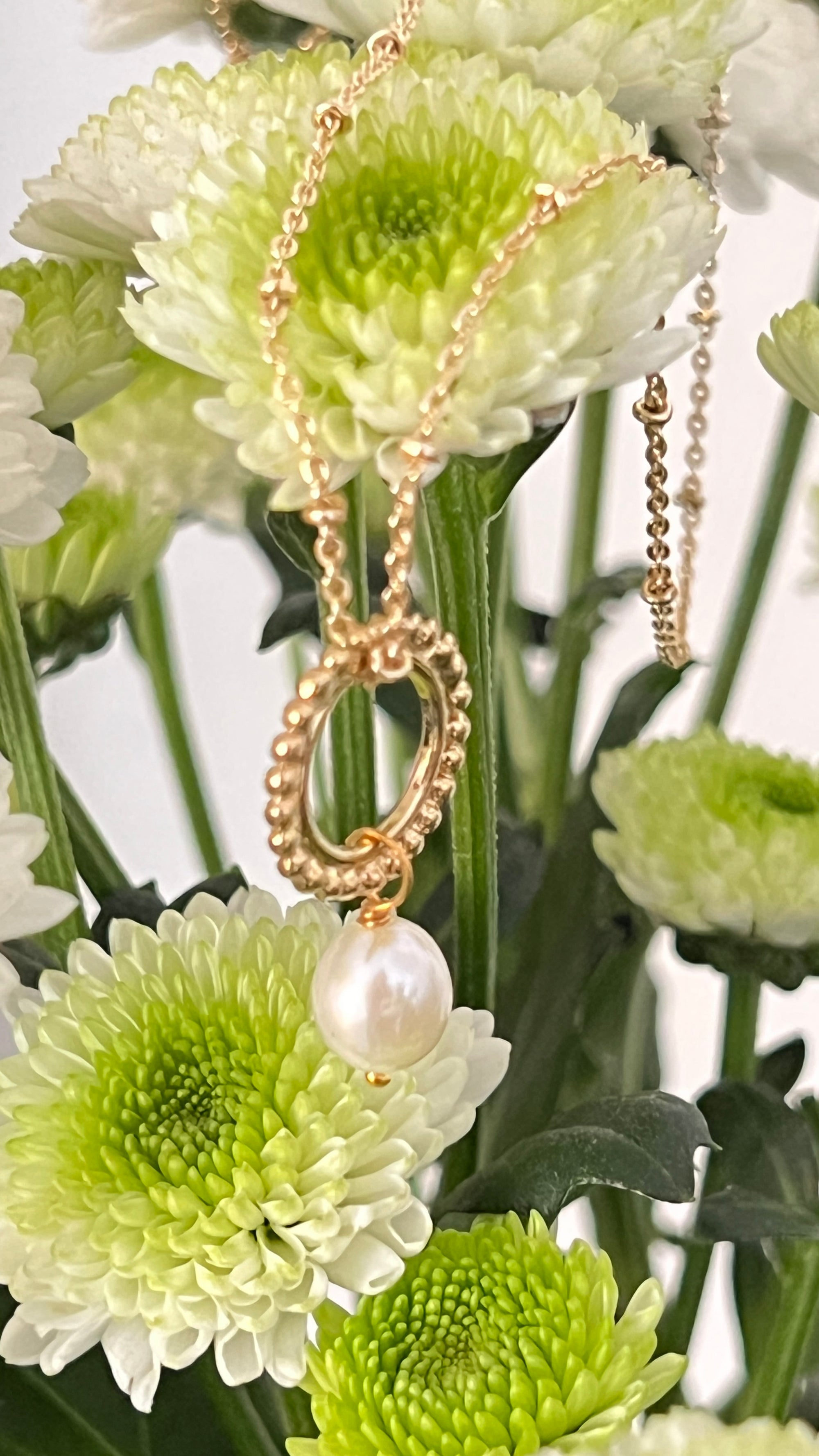 Beaded Hoop Penelope Pendant Necklace With Pearl