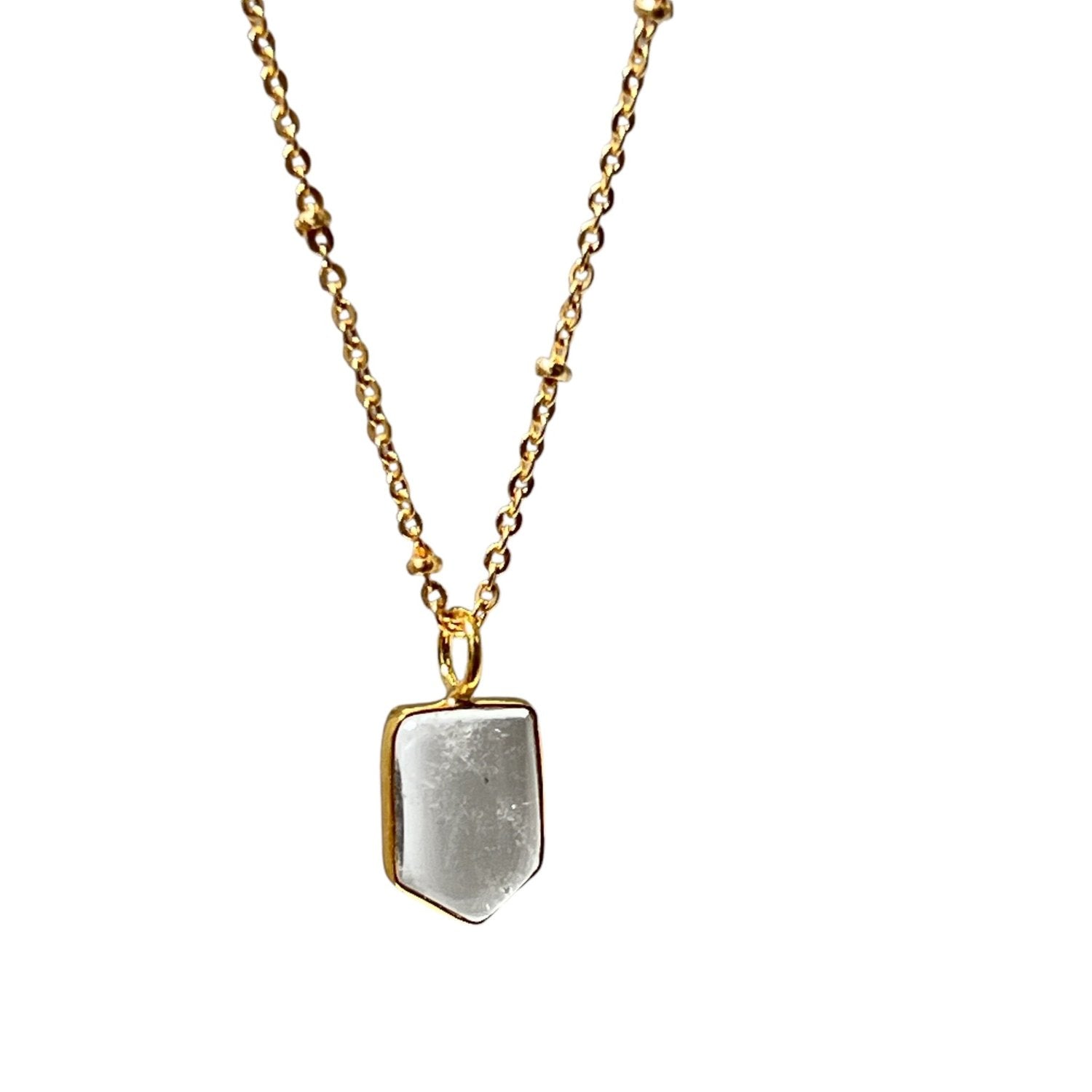 Mini Temple Rock Crystal on short satellite chain