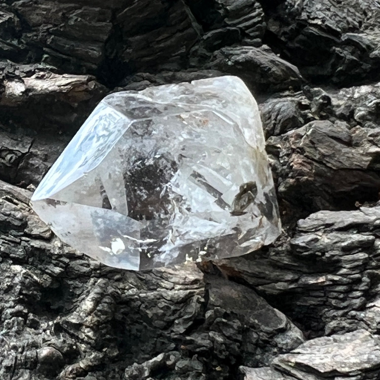Short Powerful Phantom Crystal with Mica inclusions
