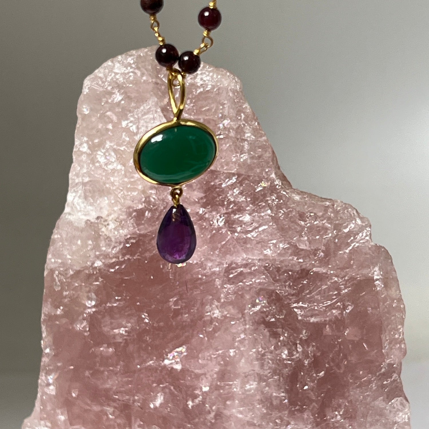 Grace Green Onyx And Amethyst Pendant