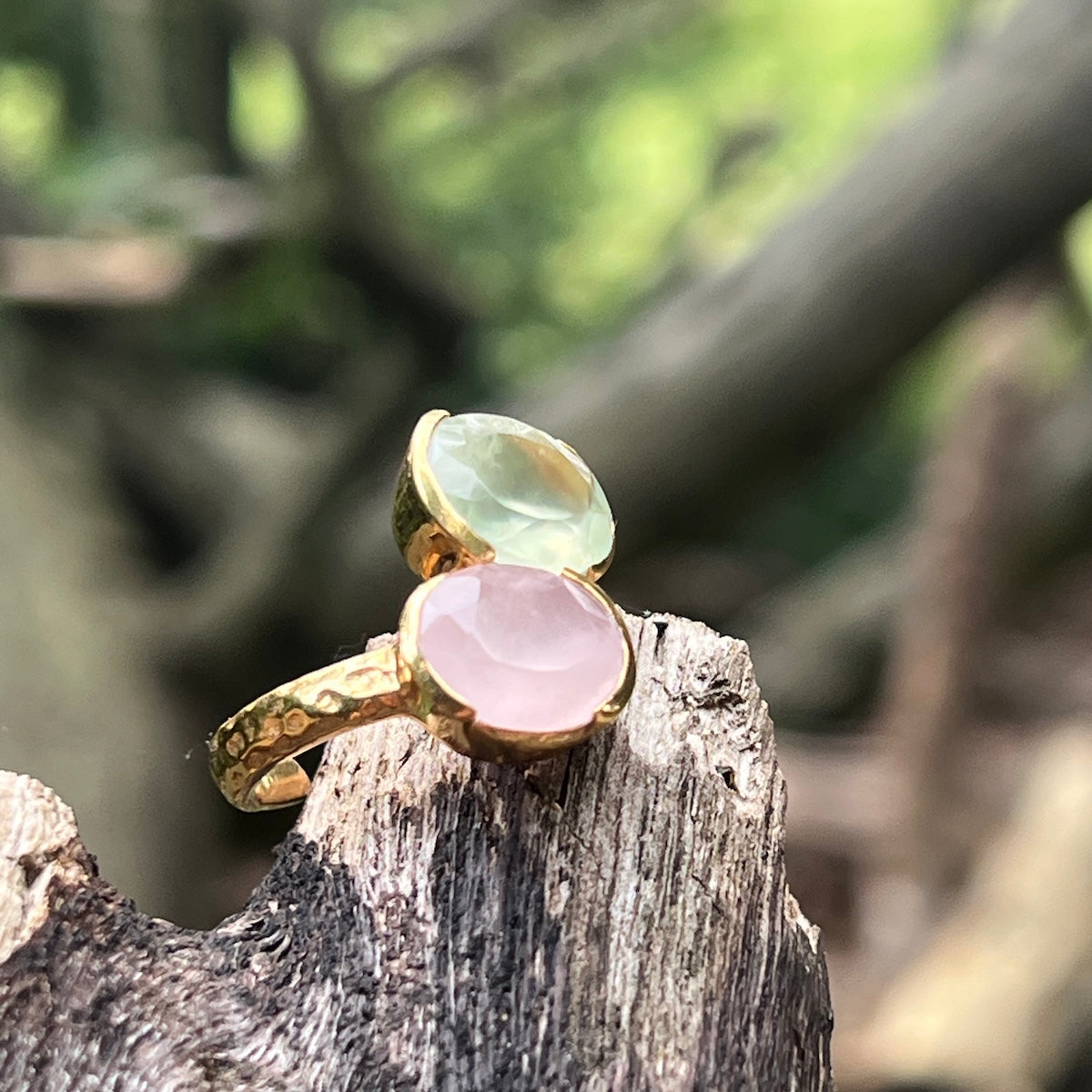 Felicity Rose Quartz And Prehnite Ring