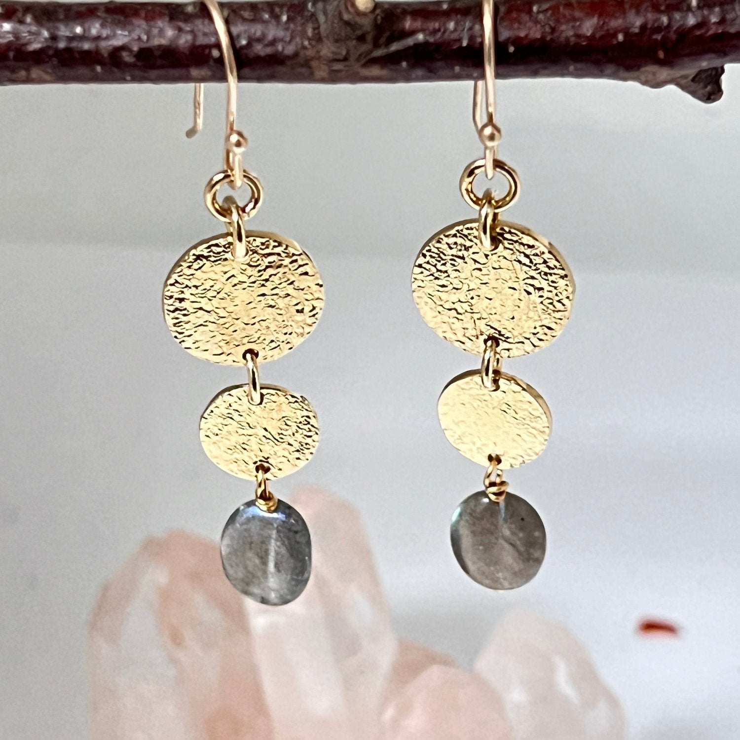 Harmonia Earrings — Labradorite or Moonstone