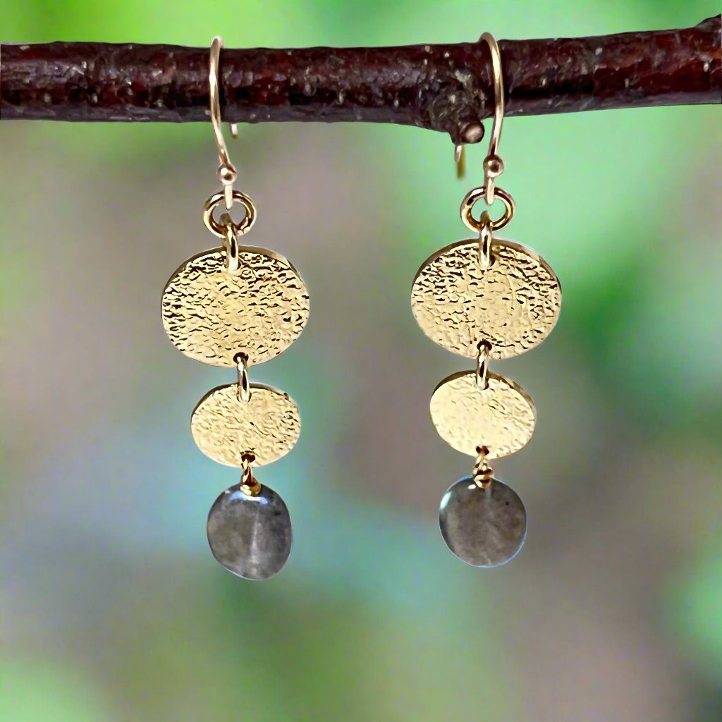 Harmonia Earrings — Labradorite or Moonstone