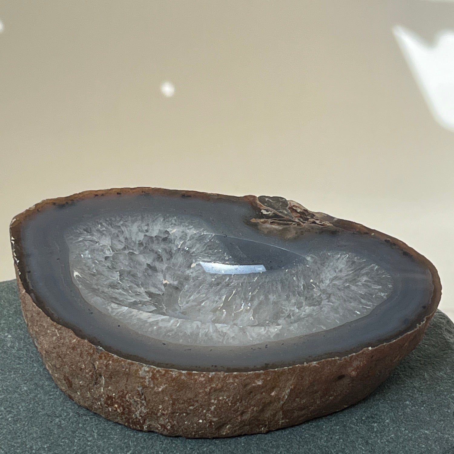 Unusual Grey Agate set with Sphere on Bowl