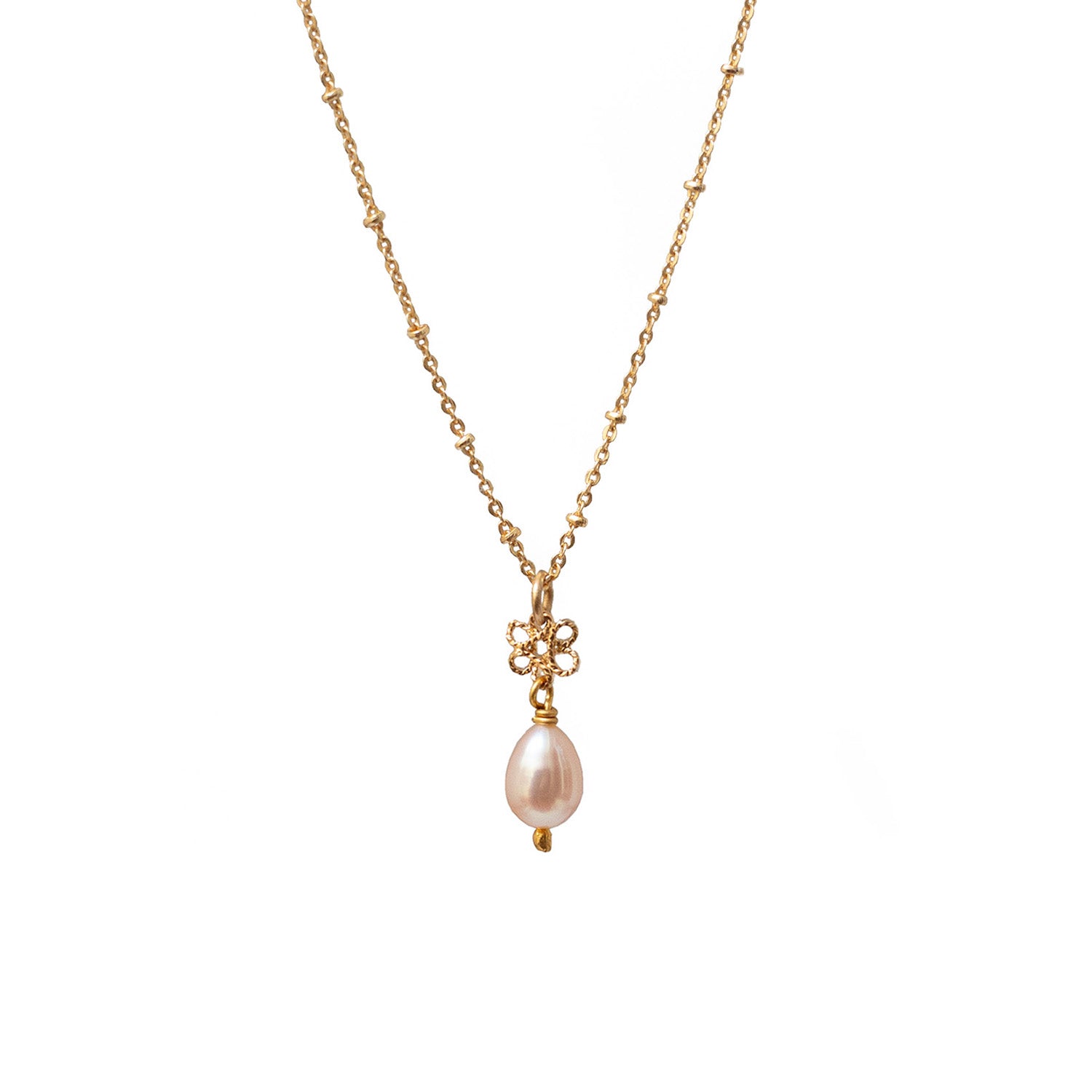 Infinity Freshwater Pearl Pendant On Short Satellite Chain