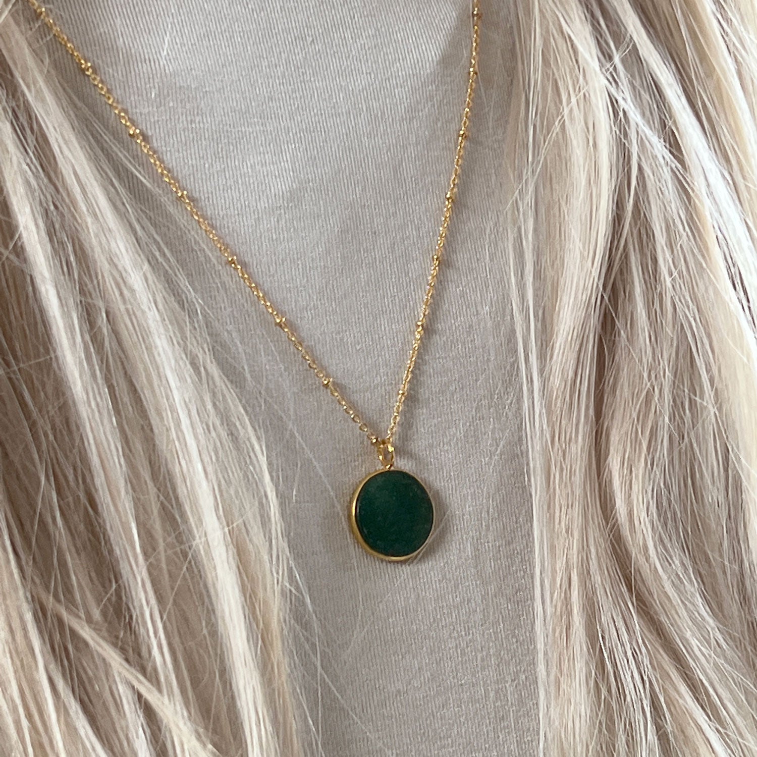Jade Coin Pendant On Sterling Silver