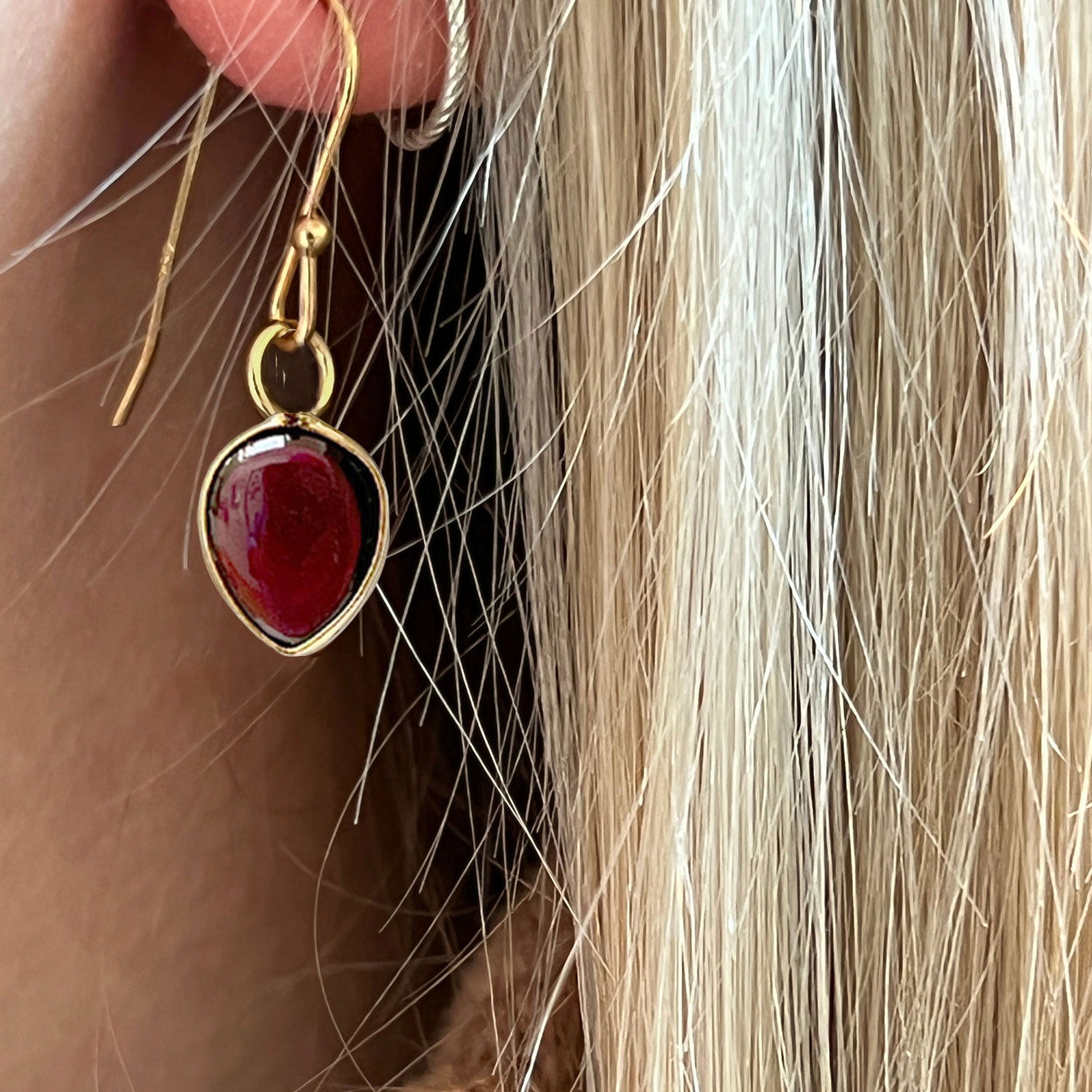 Julia Smooth Garnet Drop Earrings