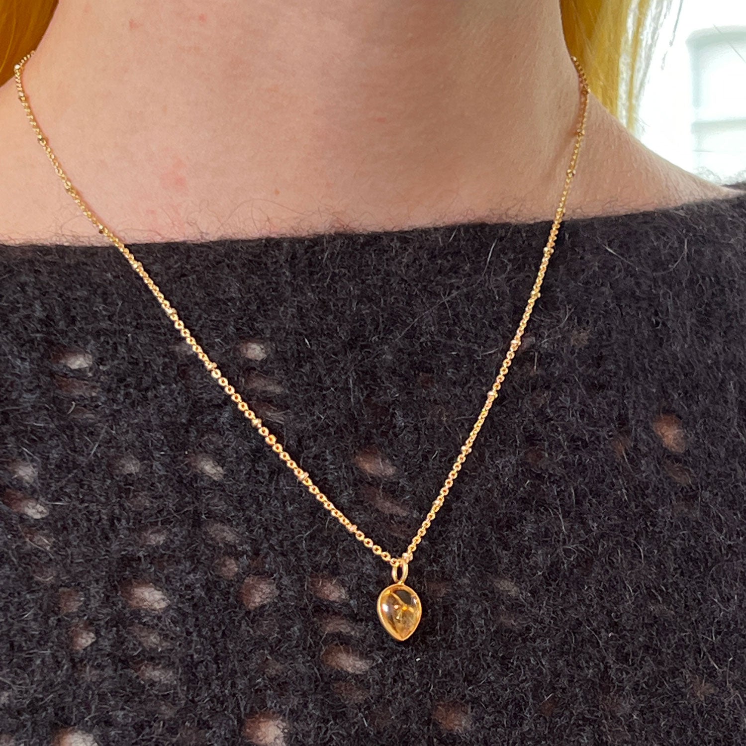 Julia Smooth Citrine Drop on Short Satellite Chain