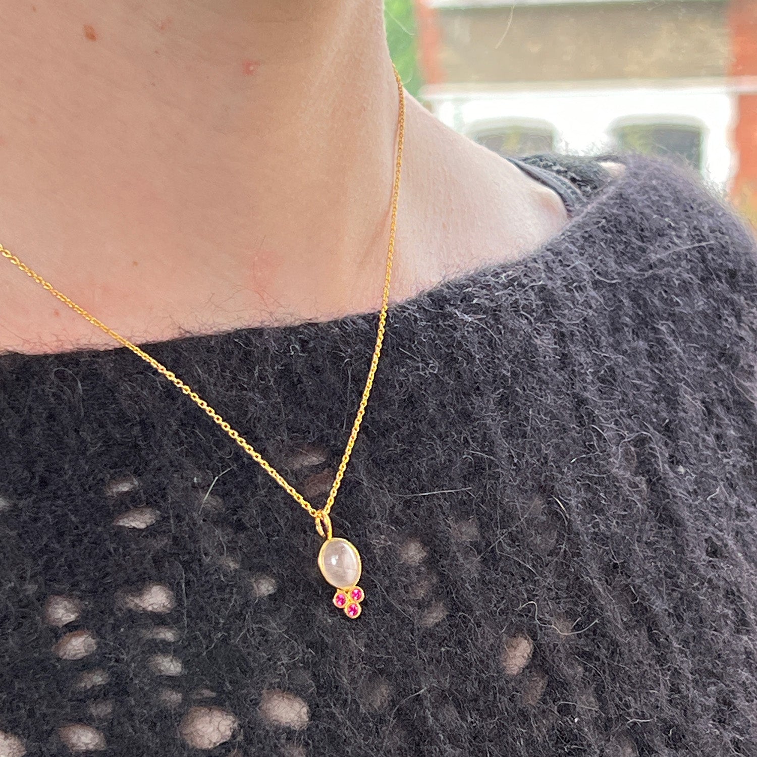 Lela Rose Quartz & Pink Zircon Necklace On Simple Chain