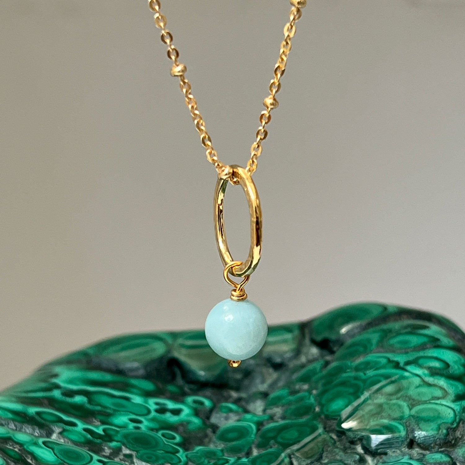 Lottie Amazonite Pendant on Short Satellite Chain