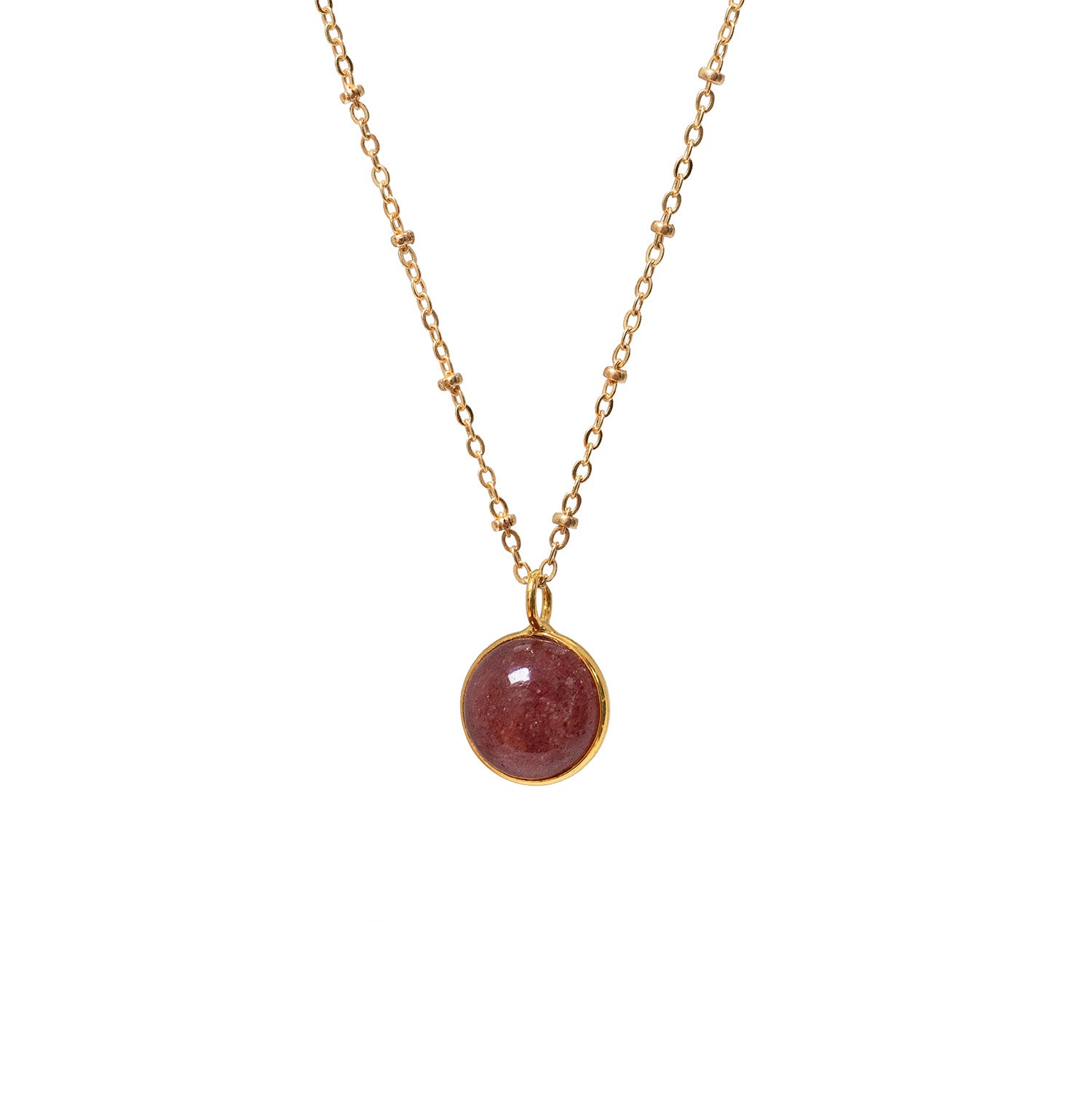 Magic Crystal Ball Strawberry Quartz On A Long Satellite chain