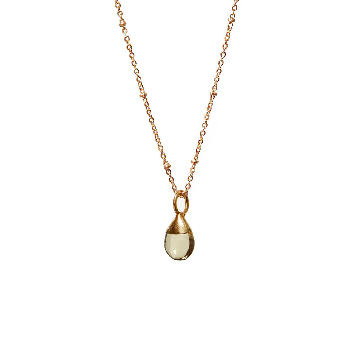 Smooth Amethyst or Lemon Quartz Drop on Short Satellite Chain