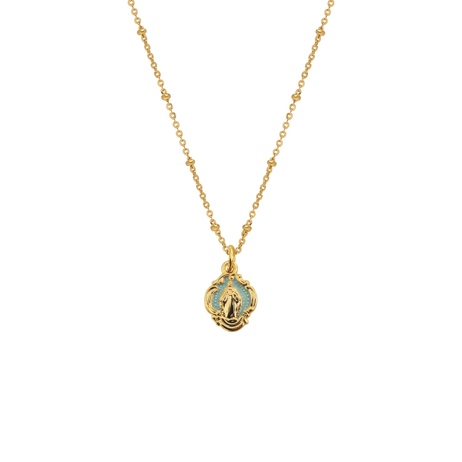 Mary Enamel Medal Light Blue