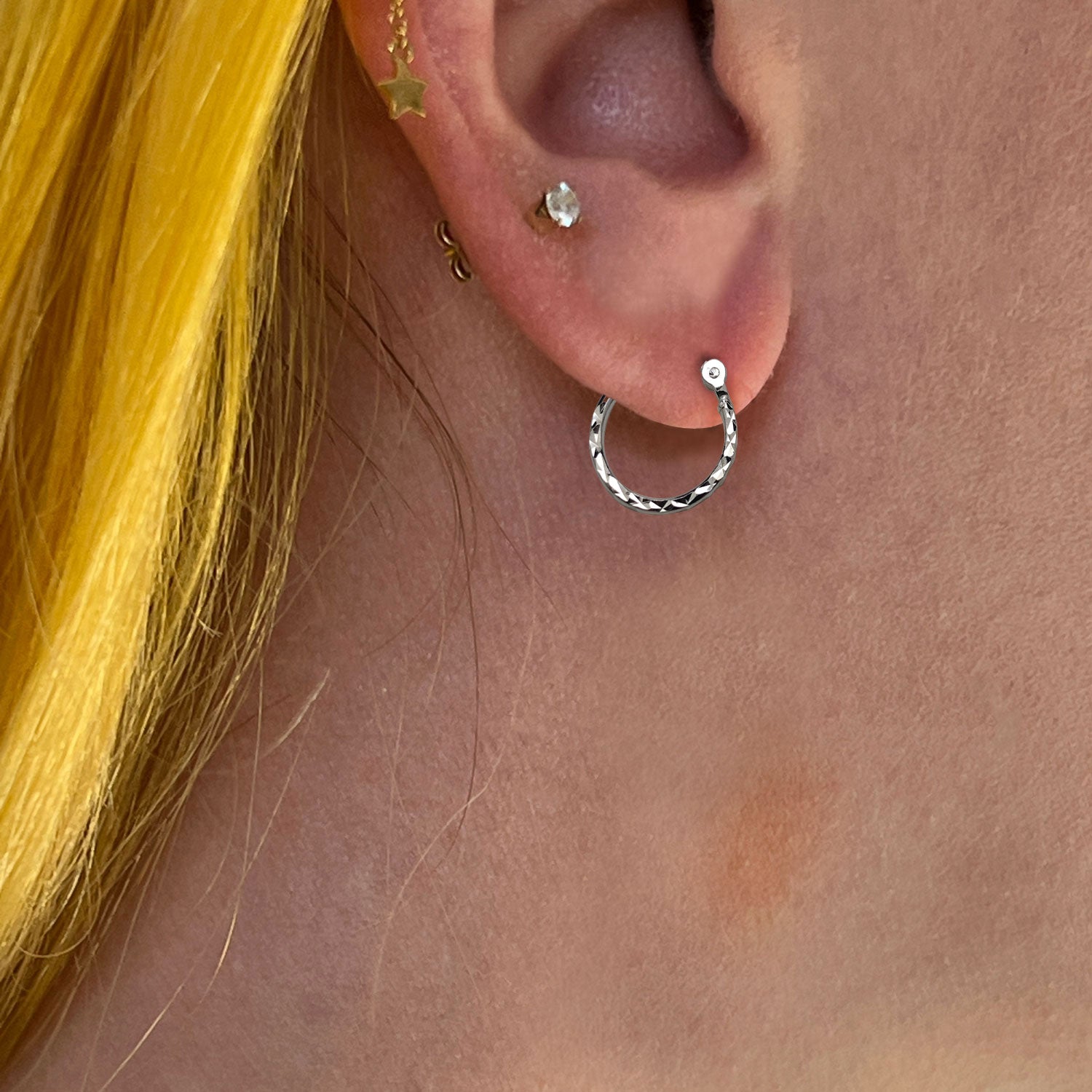 Mini Diamante Creole Sterling Silver