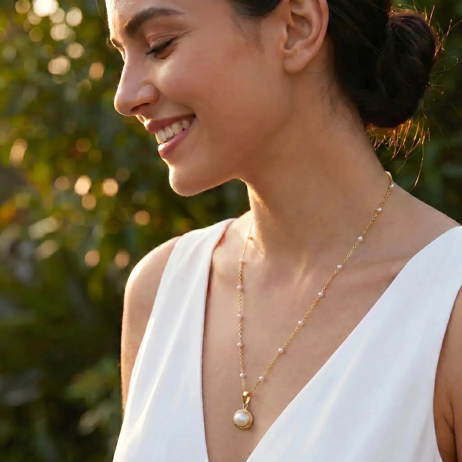Athena Freshwater Pearl Pendant On Pearl Rosary