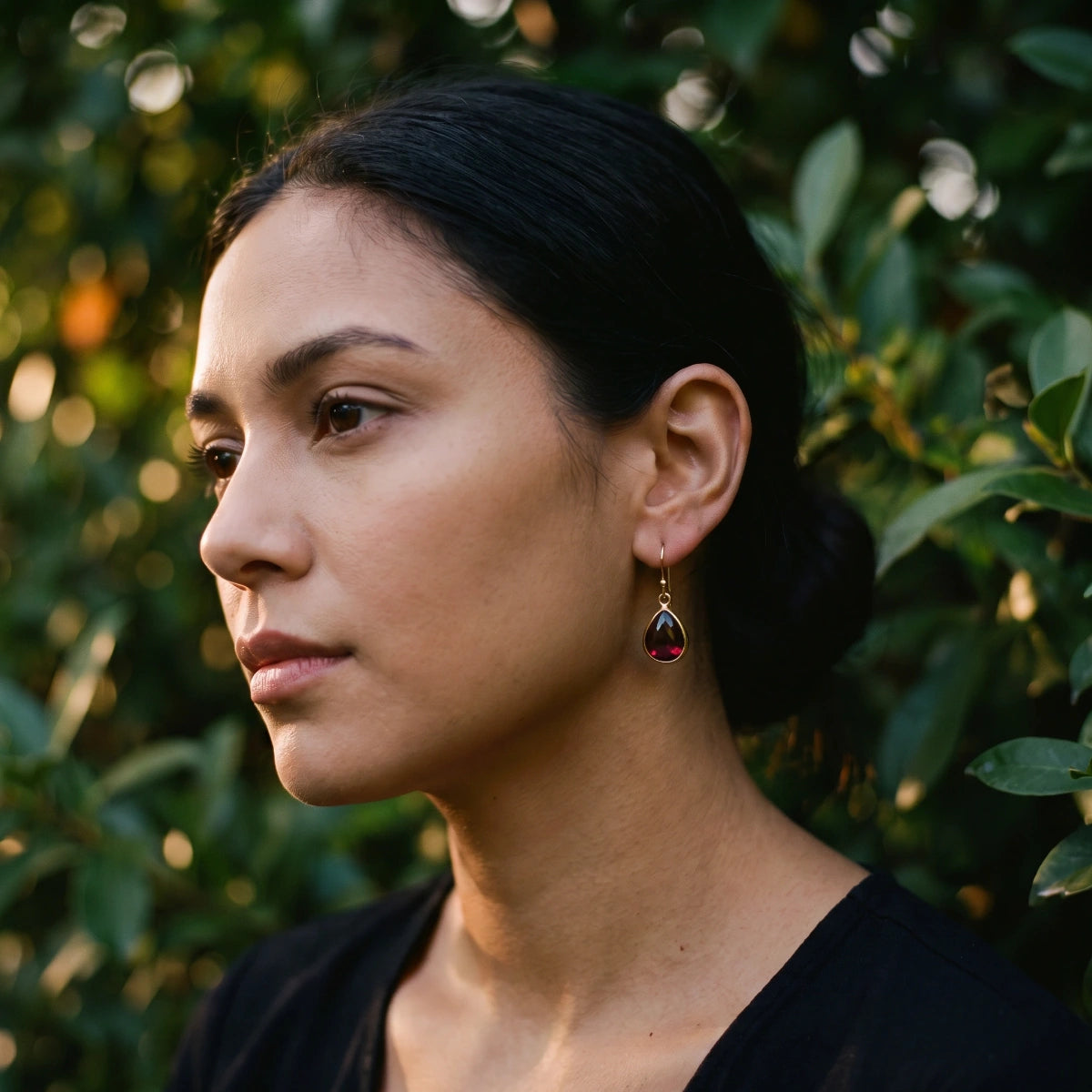 Dark Garnet Teardrop Earrings