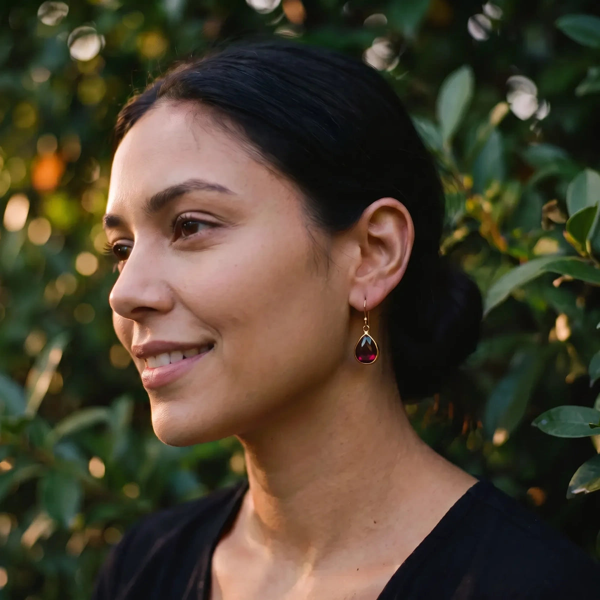 Dark Garnet Teardrop Earrings