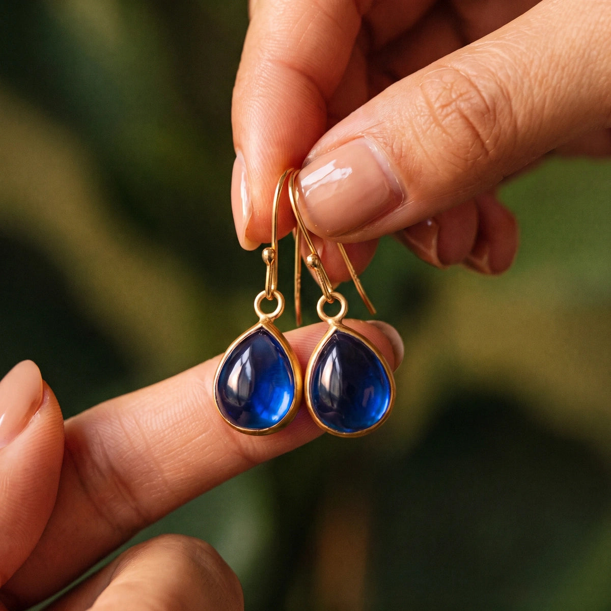 Blue Glass Teardrop Earrings