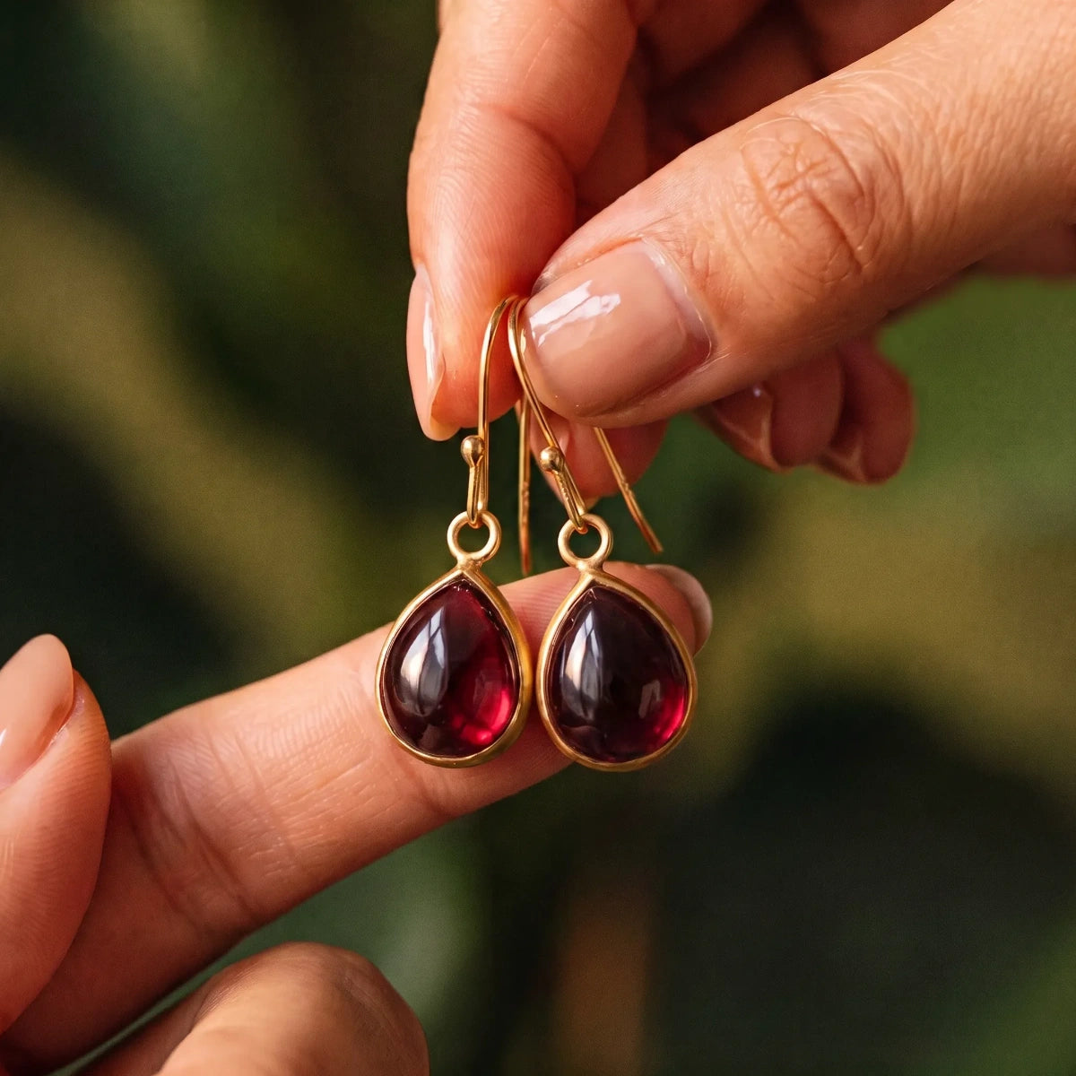 Dark Garnet Teardrop Earrings