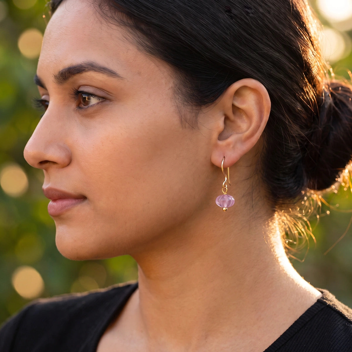 Carved Amethyst Earrings