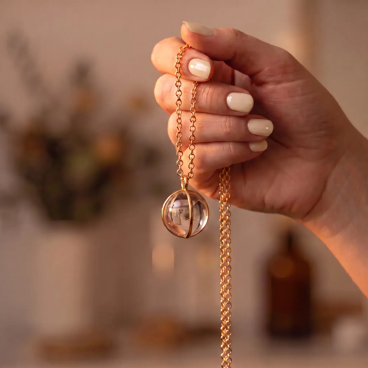 Large Crystal Ball on Belcher Chain