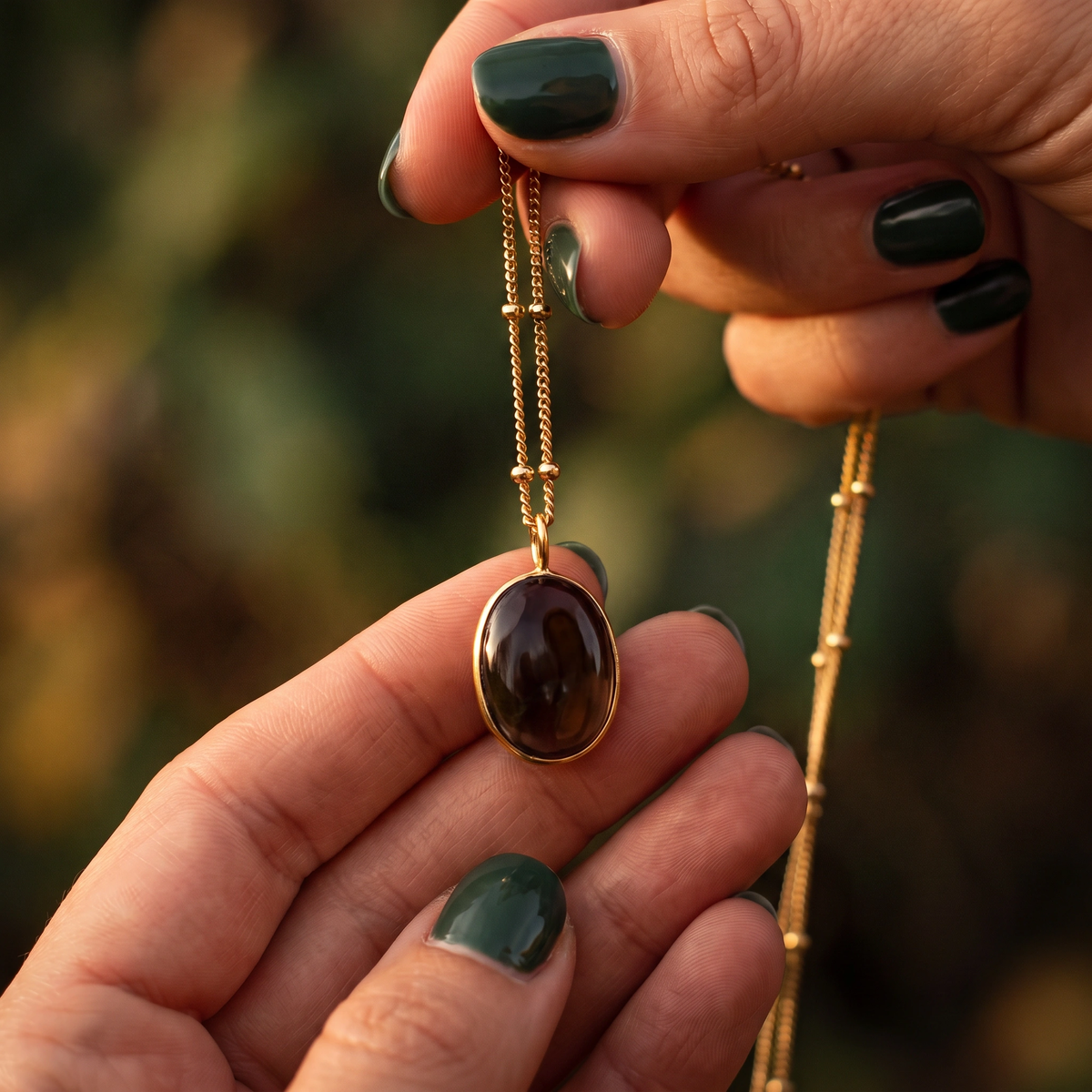 Freeform Smokey Quartz Bezel set pendant
