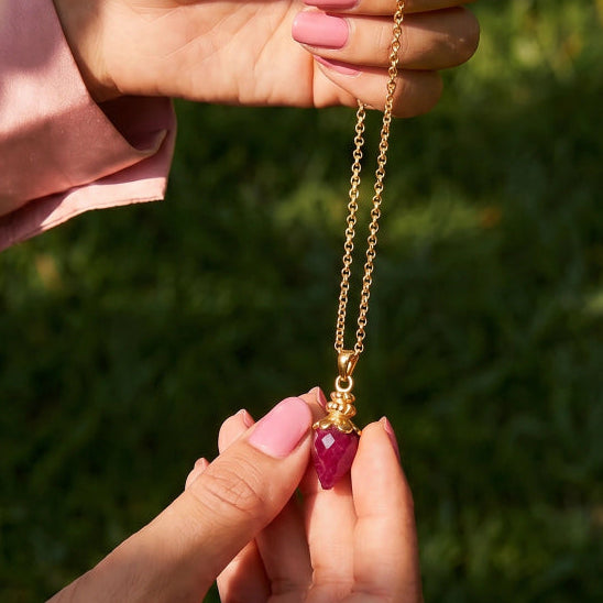 Sweet Pink Sillimanite Pendulum Pendant On Short Baby Belcher