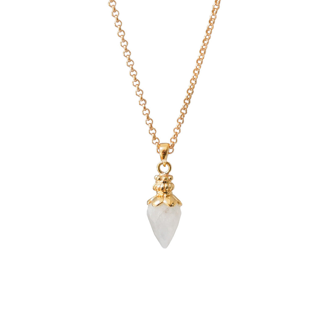 Sweet White Moonstone Pendulum Pendant On Short Baby Belcher