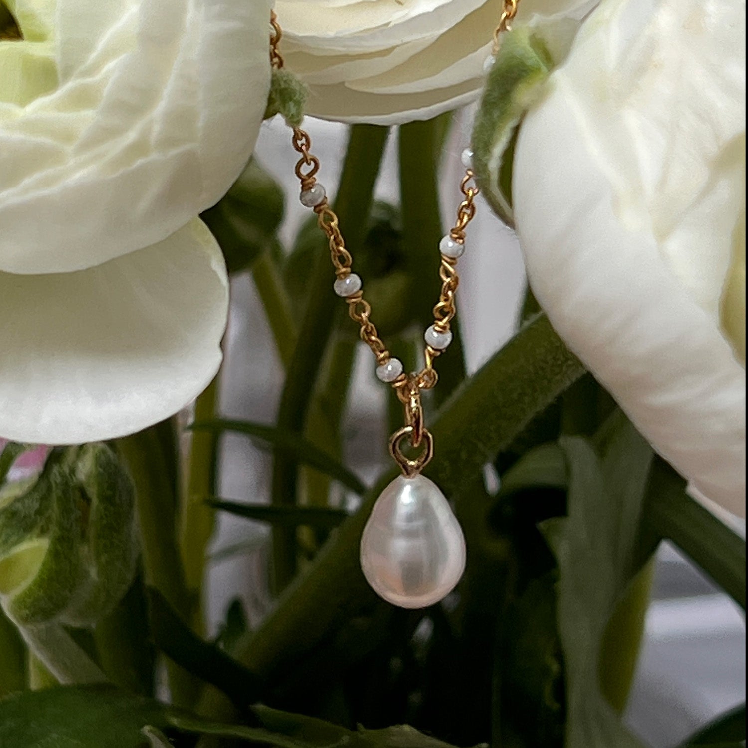 Freshwater Pearl Pendant On Long Freshwater Pearl Rosary