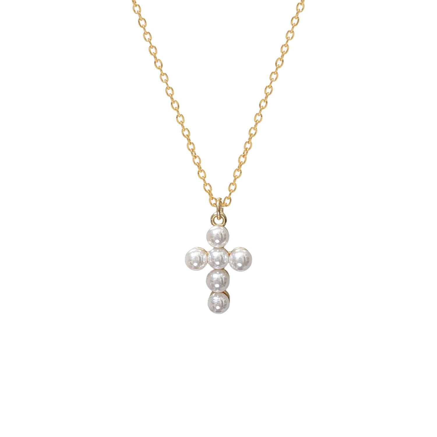 Pearl Cross Pendant on short simple chain