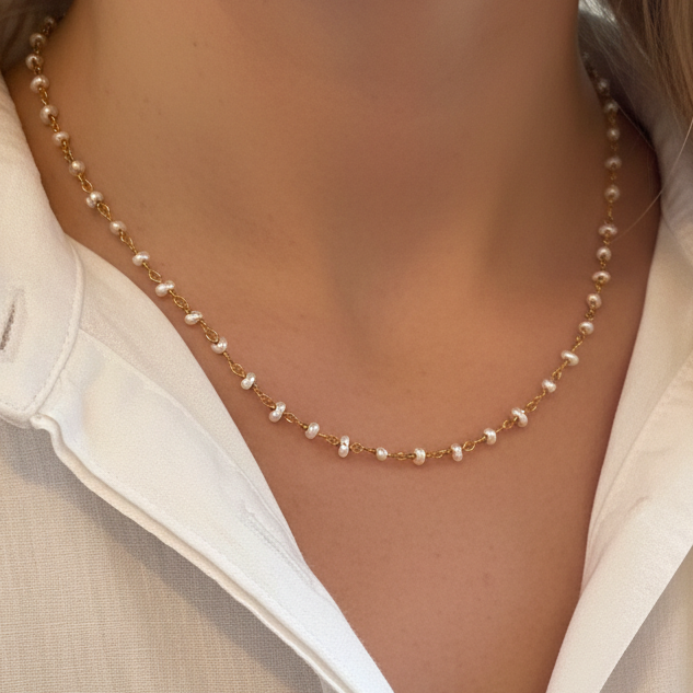 Rosary Natural Pearl freeform short