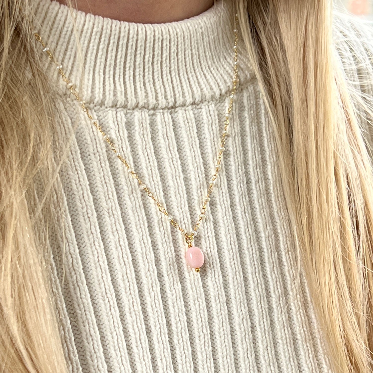 Rosary Pearl with Pink Opal