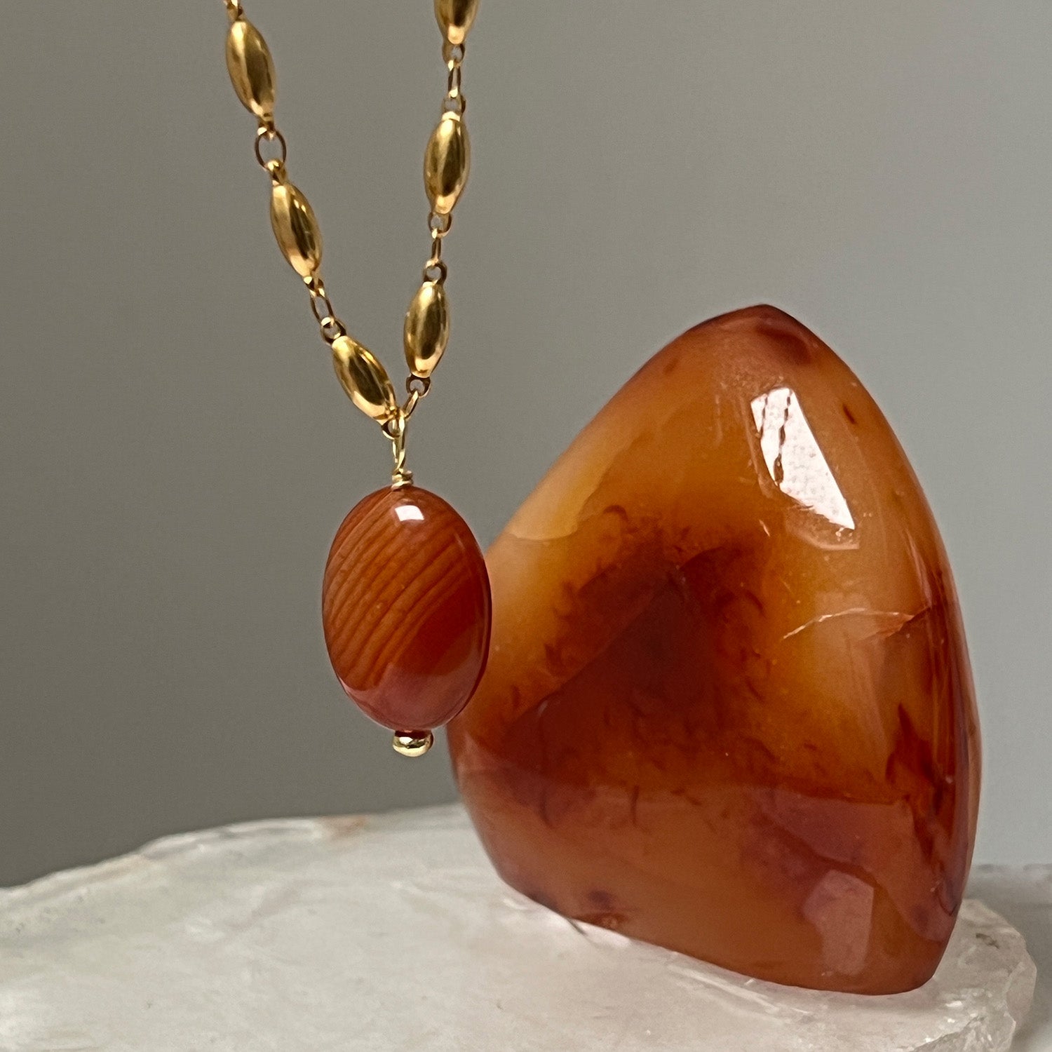 Pepin Chain With Earthy Orange Agate
