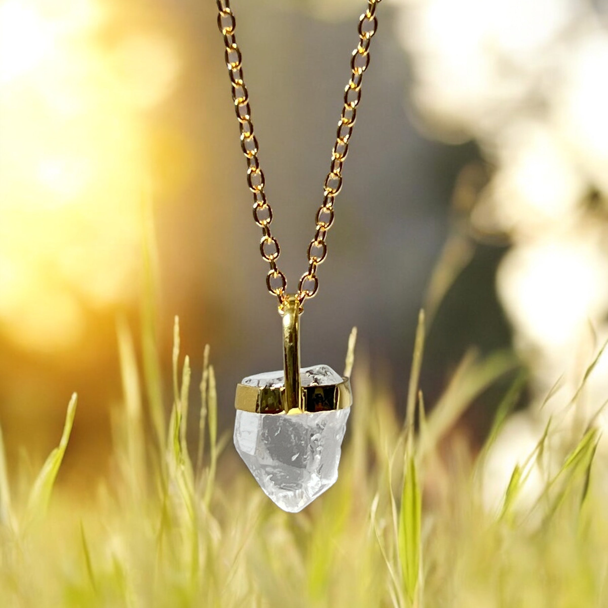 Raw Short Rock crystal on simple chain